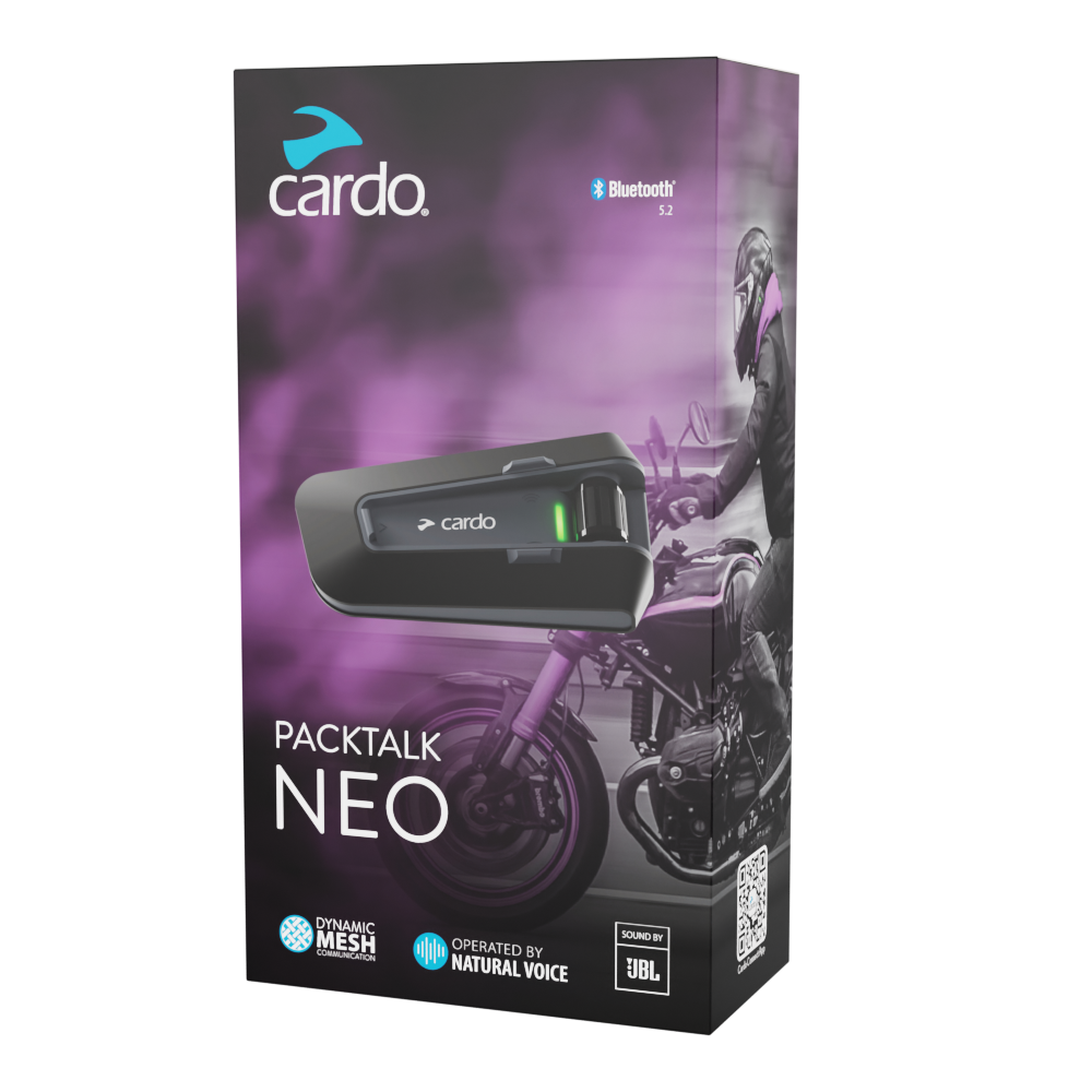 Shop Cardo Packtalk Neo Duo from MotoWales. Cardo Packtalk Neo Duo is a motorcycle communication system supplied with two complete systems. It combines cle.
